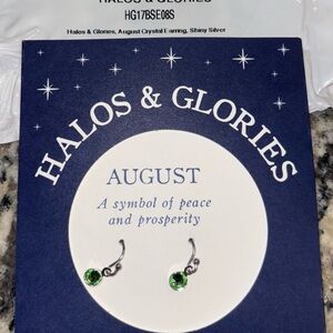 Alex and Ani Silver Earrings with Green Crystal